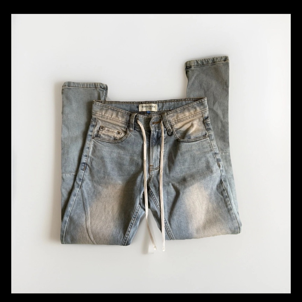 Hyper Denim Los Angeles Slim Jeans Drawstring Ankle Zippers Men's 30x32